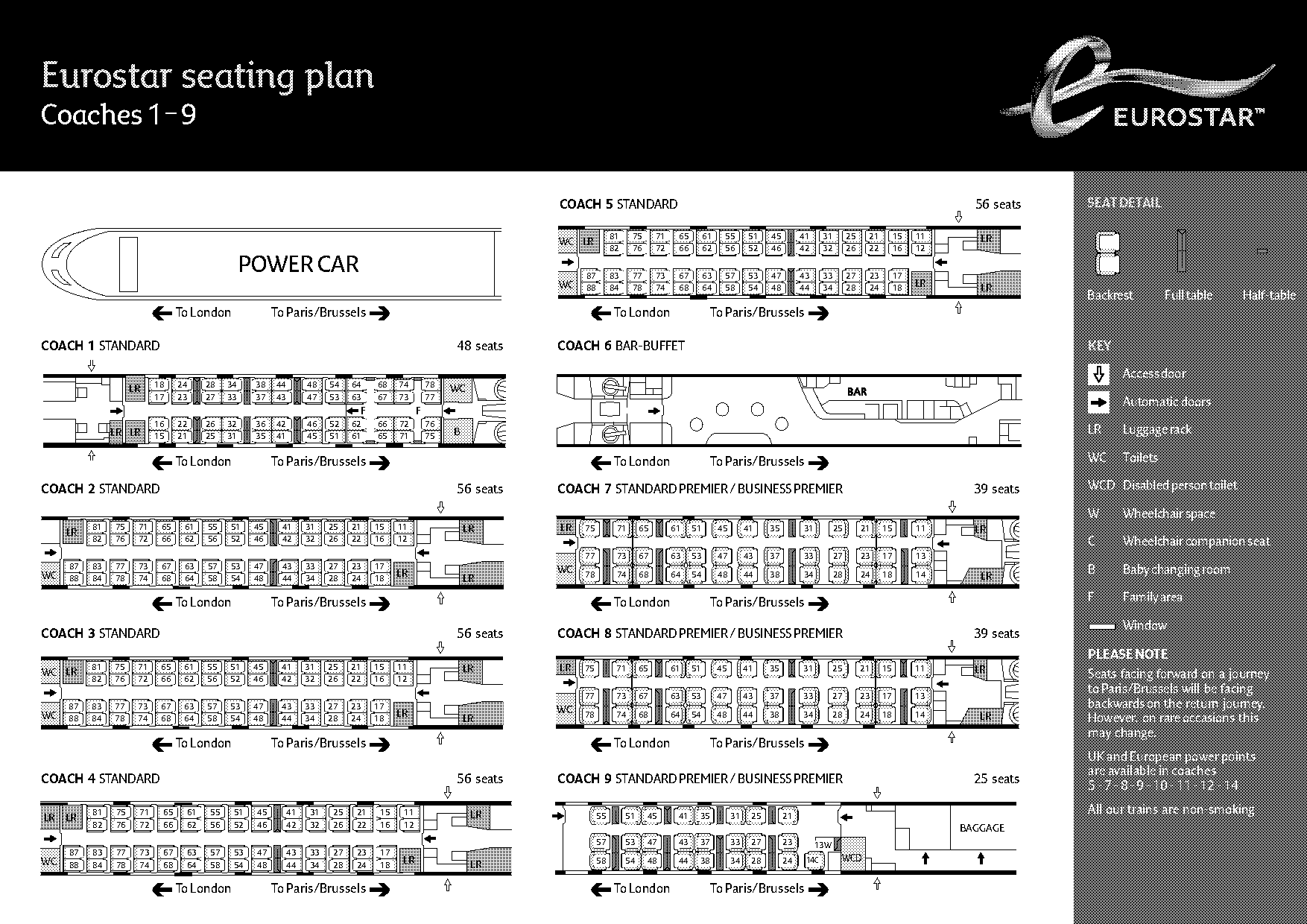 eurostar train seating plan to paris