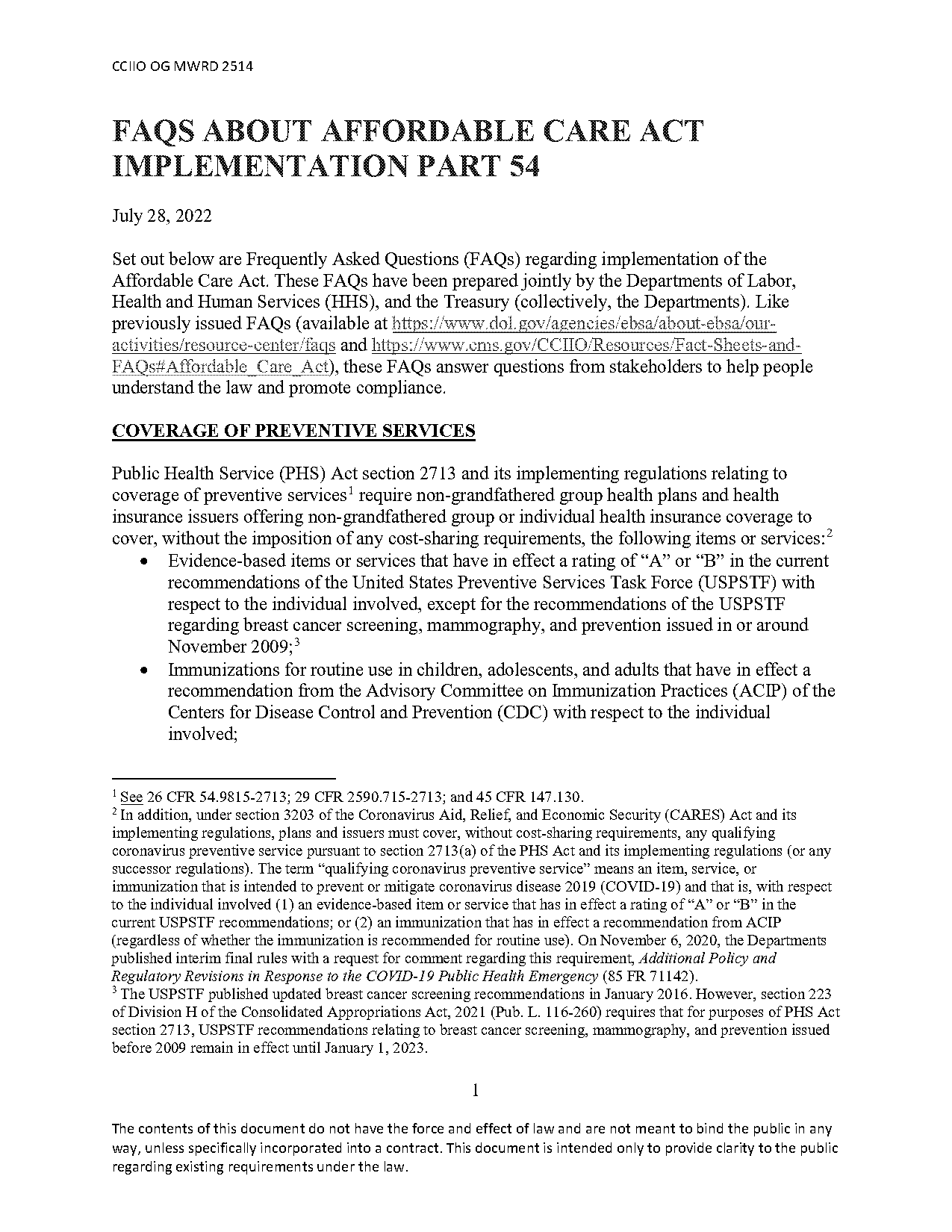 faqs about the affordable care act implementation part ii