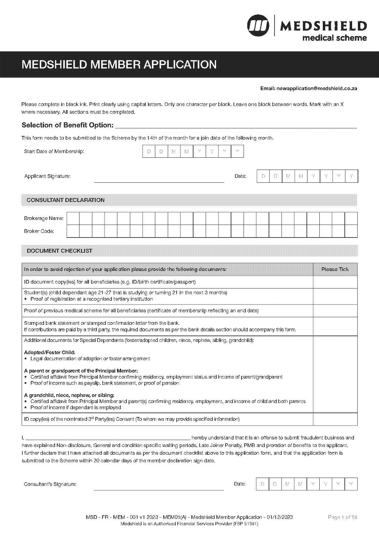 medshield medical aid application forms