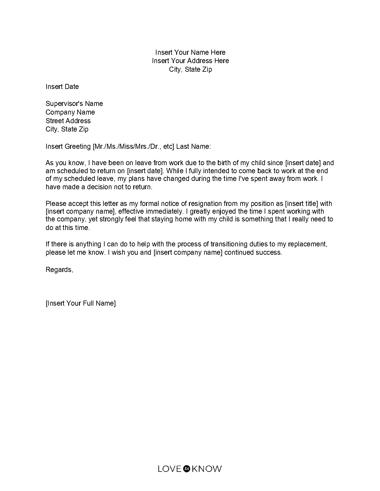 sample letter of resignation email