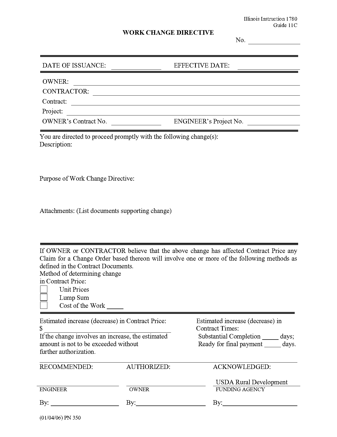 contractor change order form template