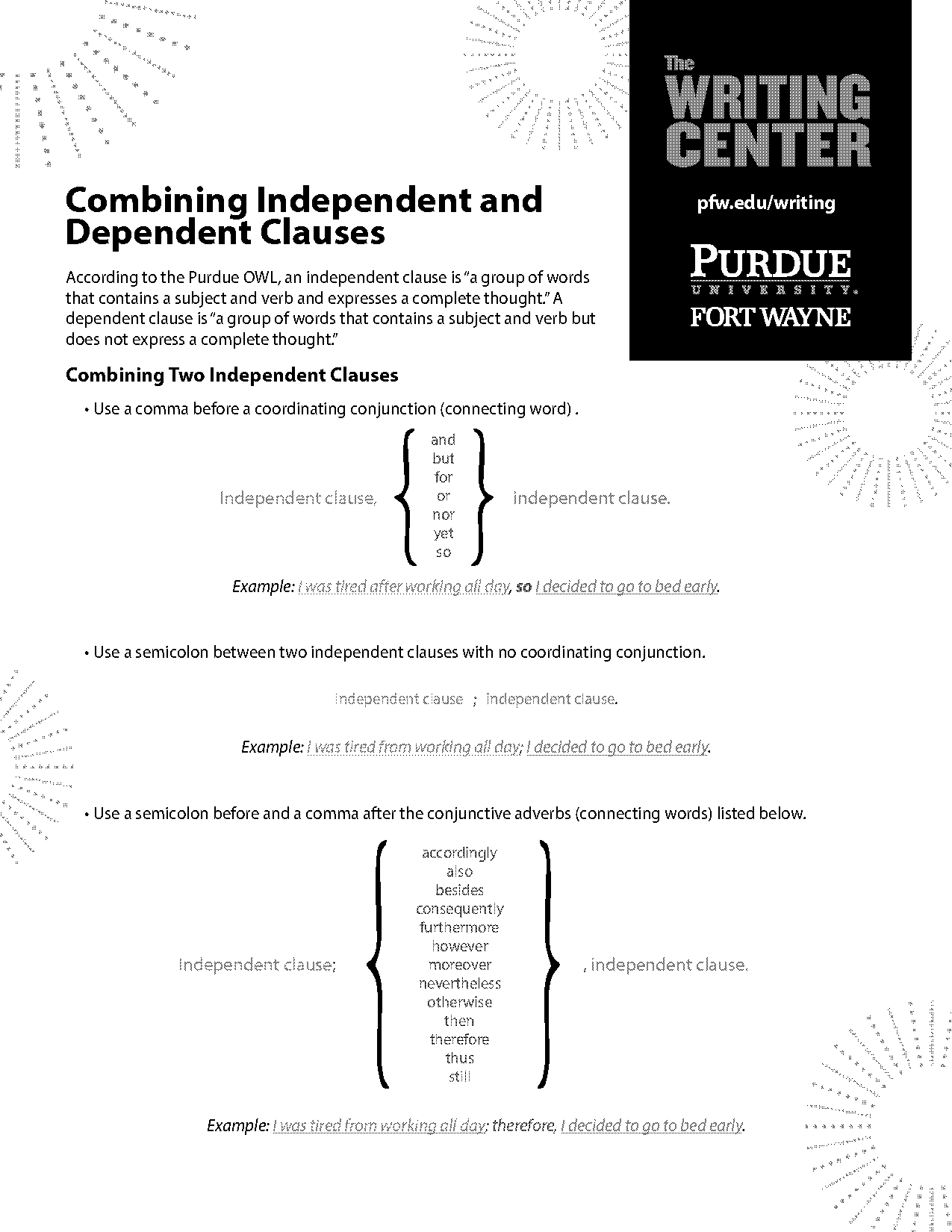 example of comma use dependent clause