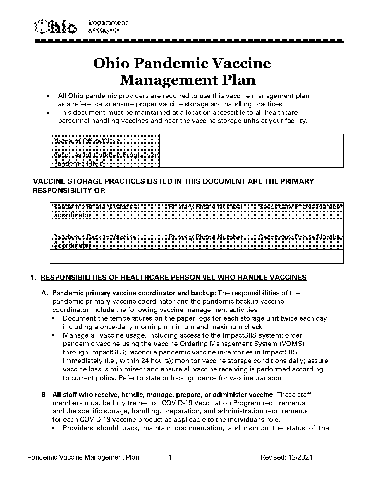 state of ohio vaccine requirements working with children