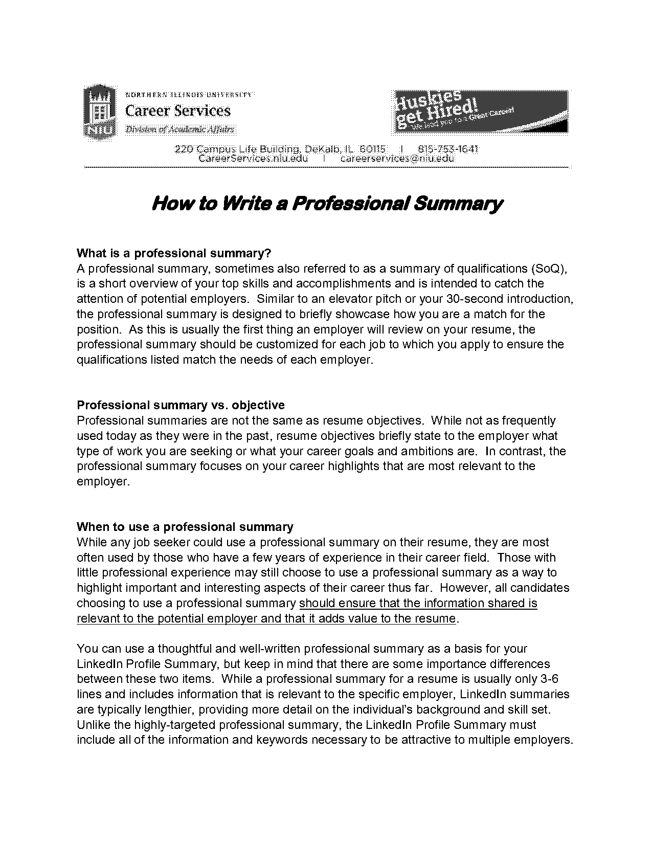 how to write a professional summary on resume