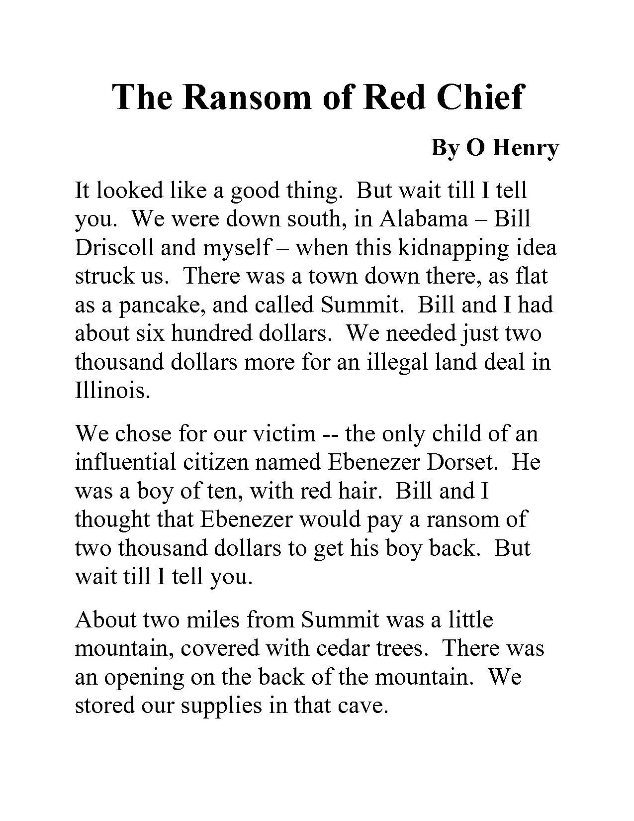 ransom of red chief pdf