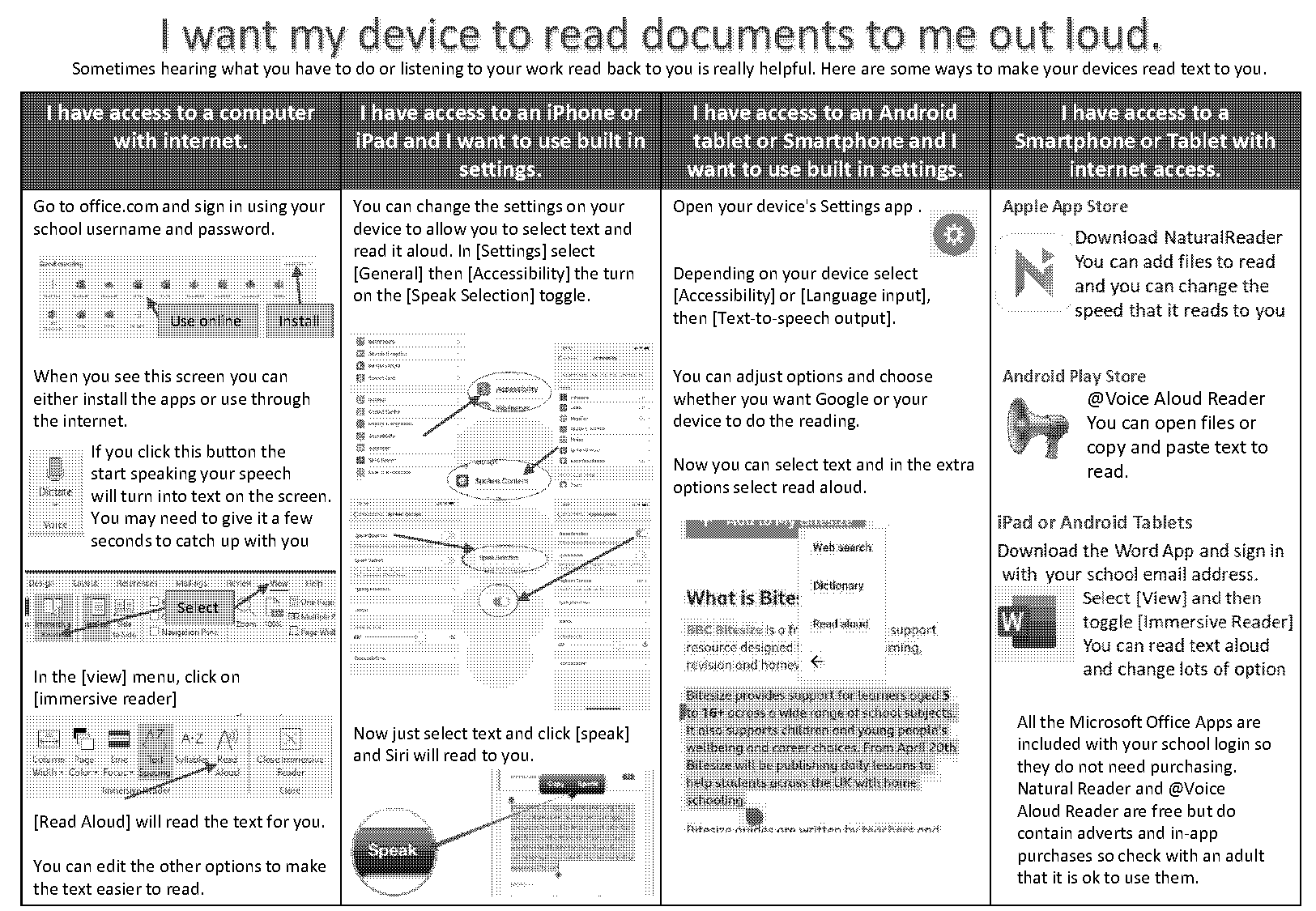 how to get a document to read out loud