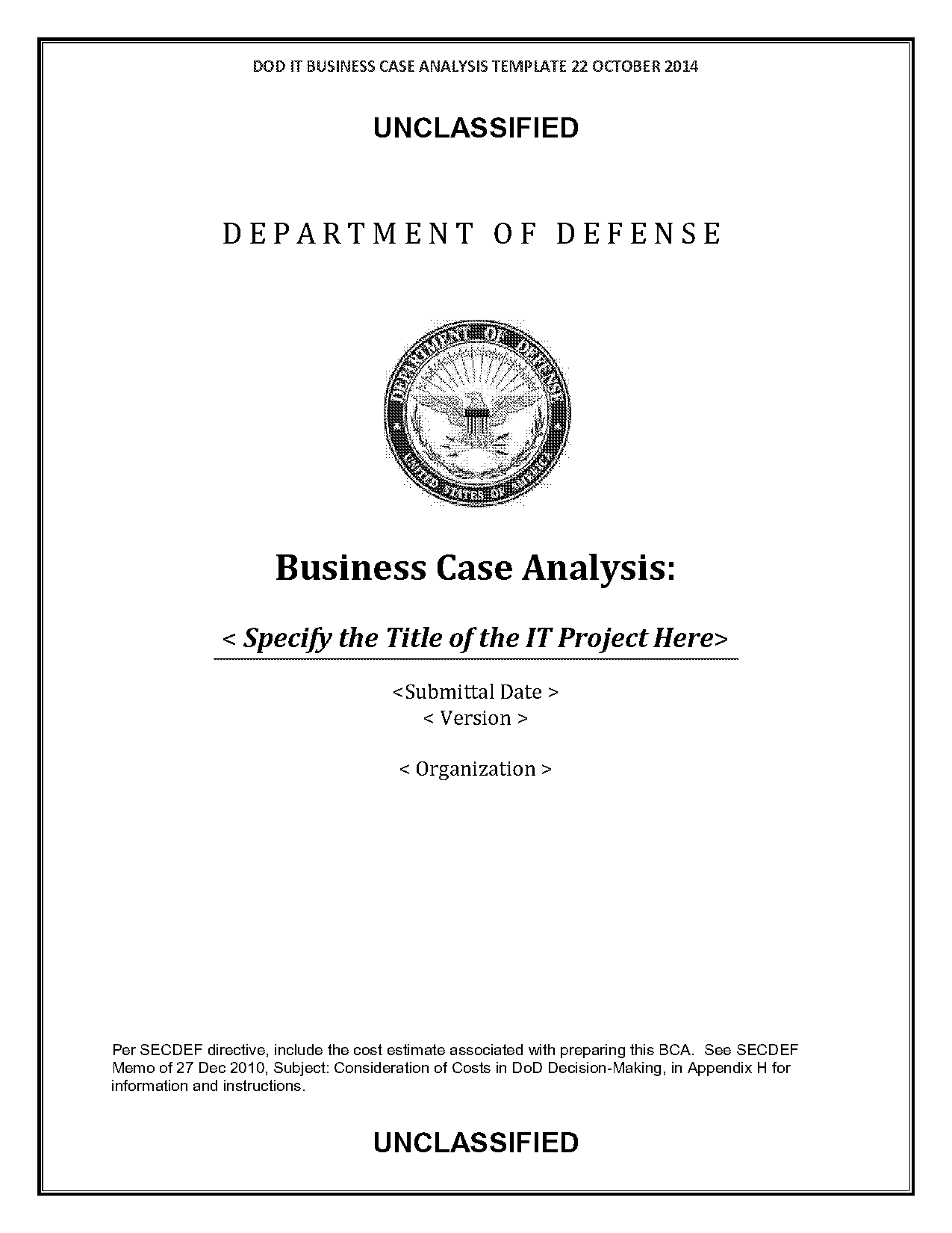 business need and cost benefit analysis document