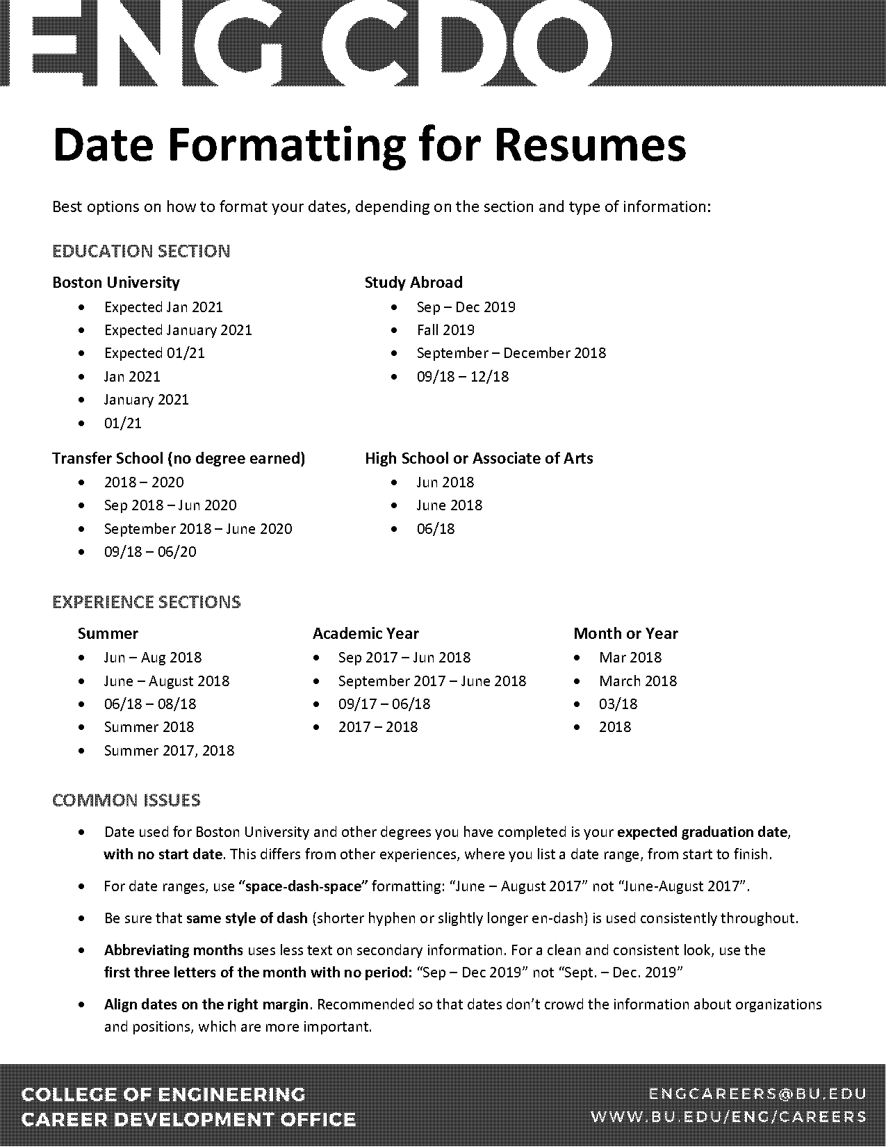 resume format college dates