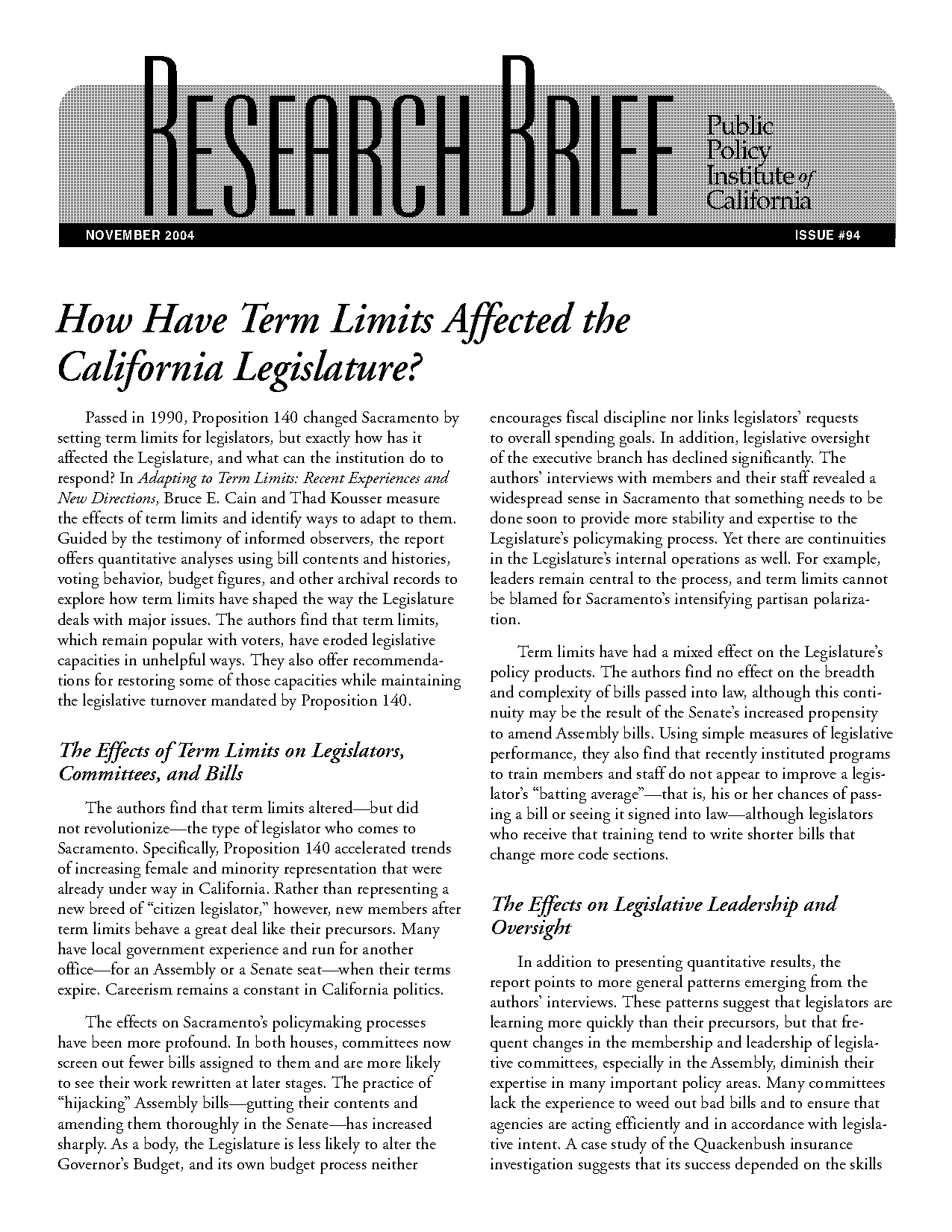 term limits in california state legislature