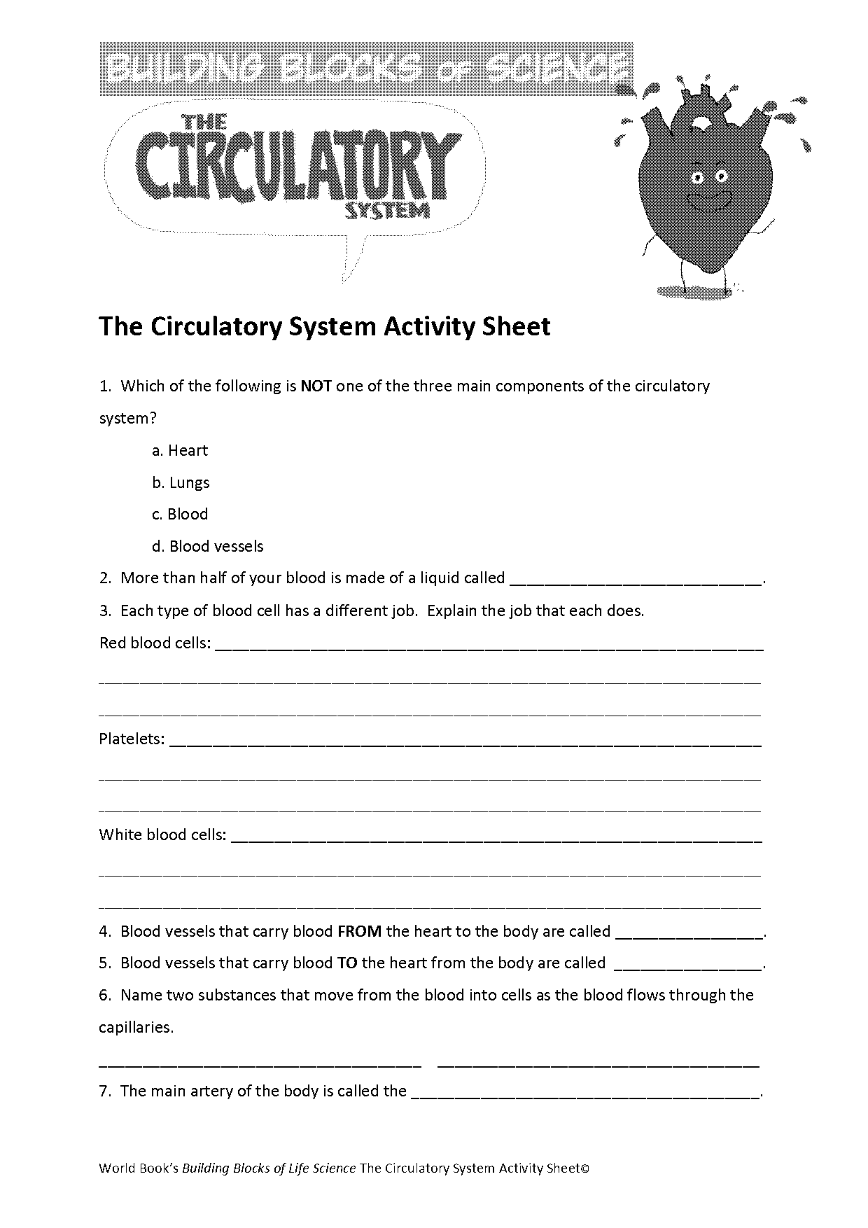 circulatory system cut and paste activity pdf