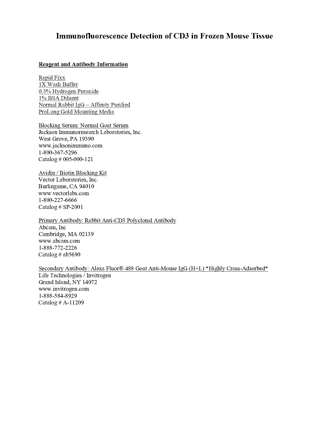 immunofluorescence staining protocol for frozen section