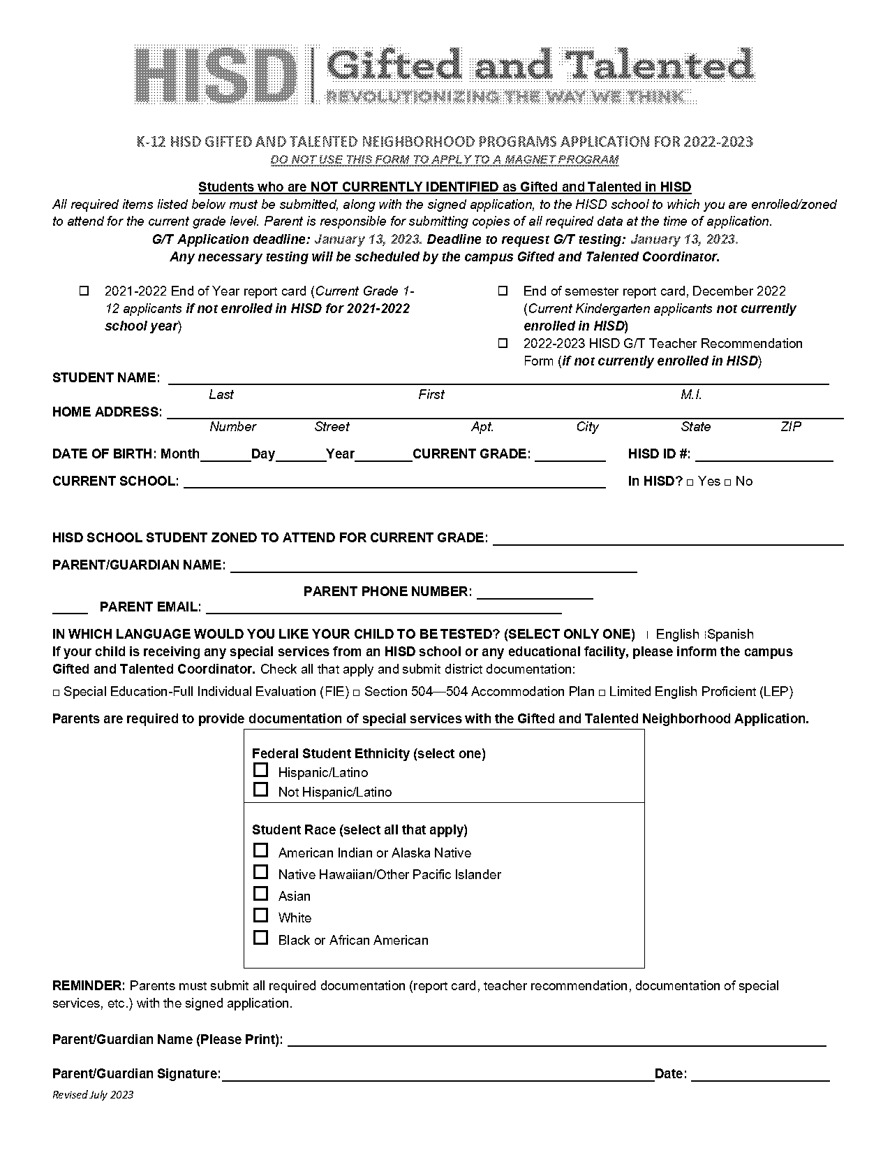 hisd vanguard teacher recommendation form