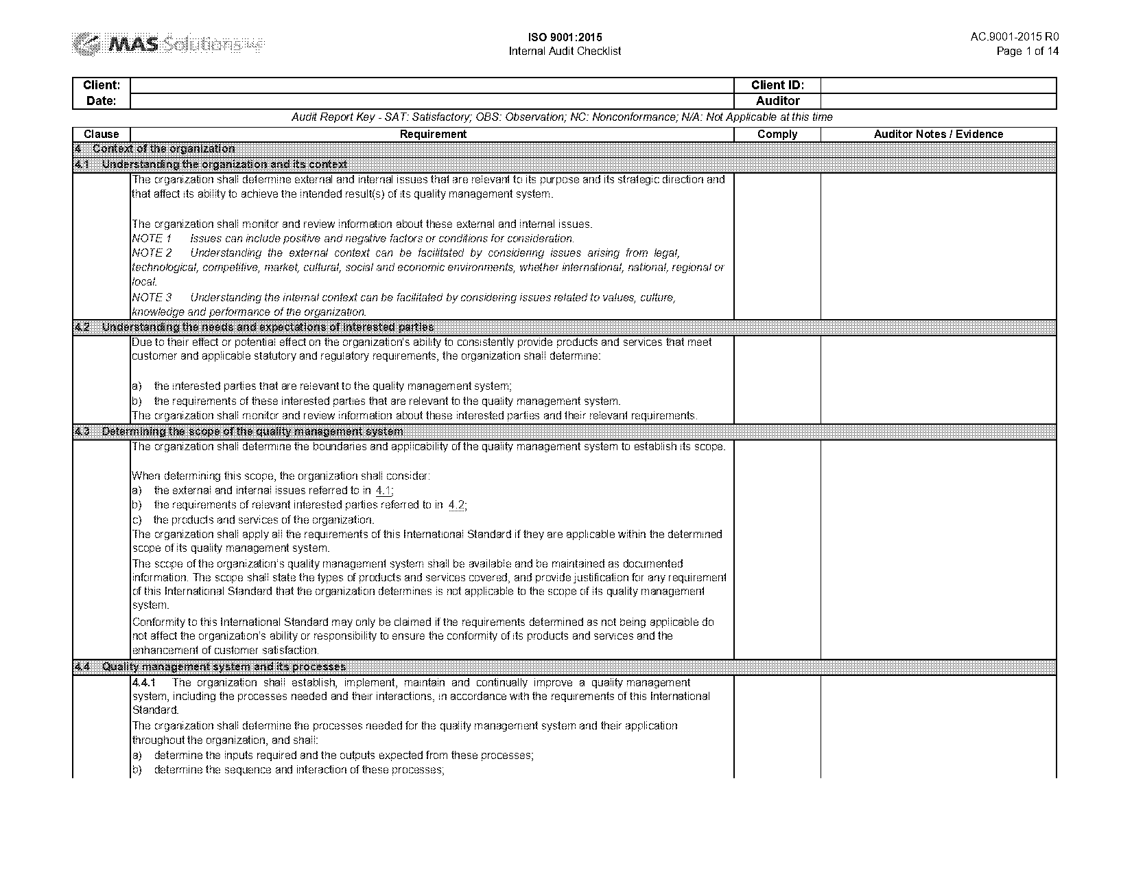 design and development internal audit checklist