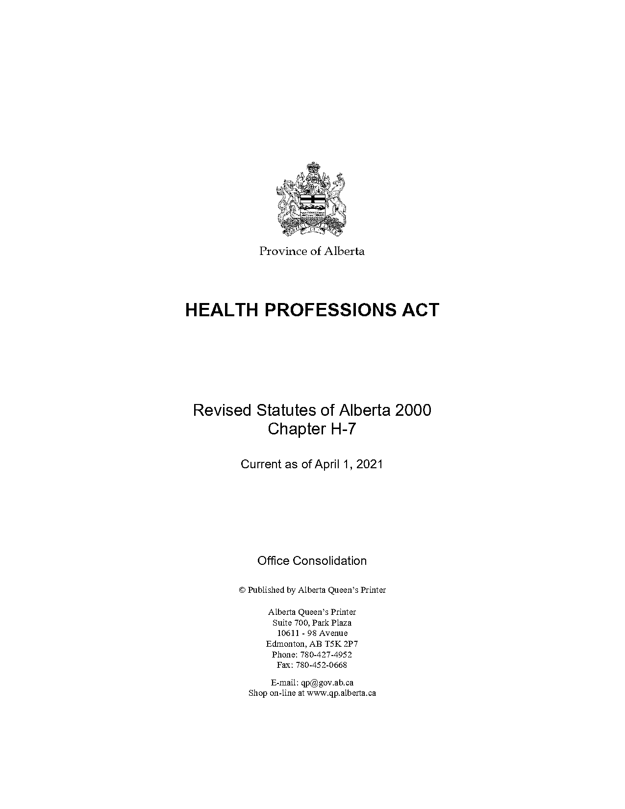 health professions act pdf