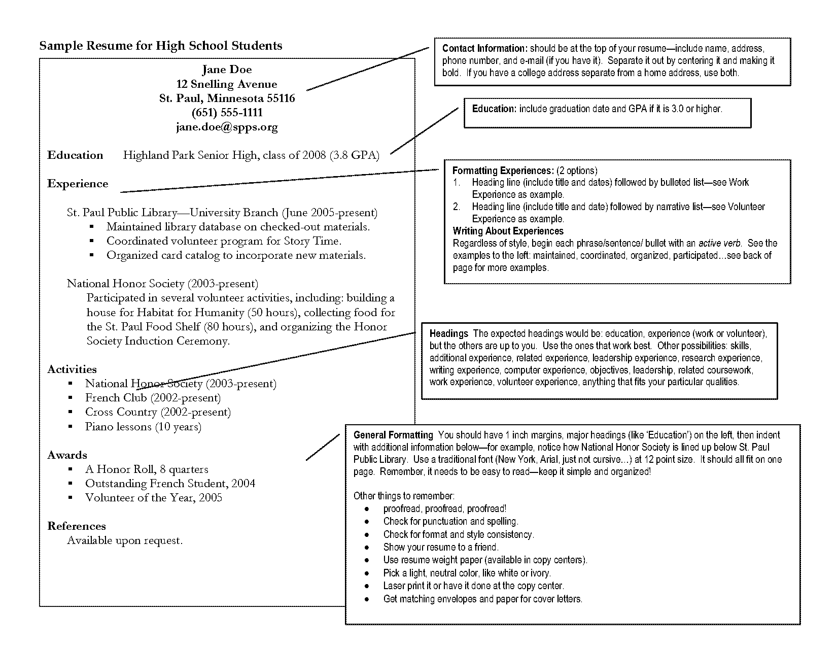 resume format college dates