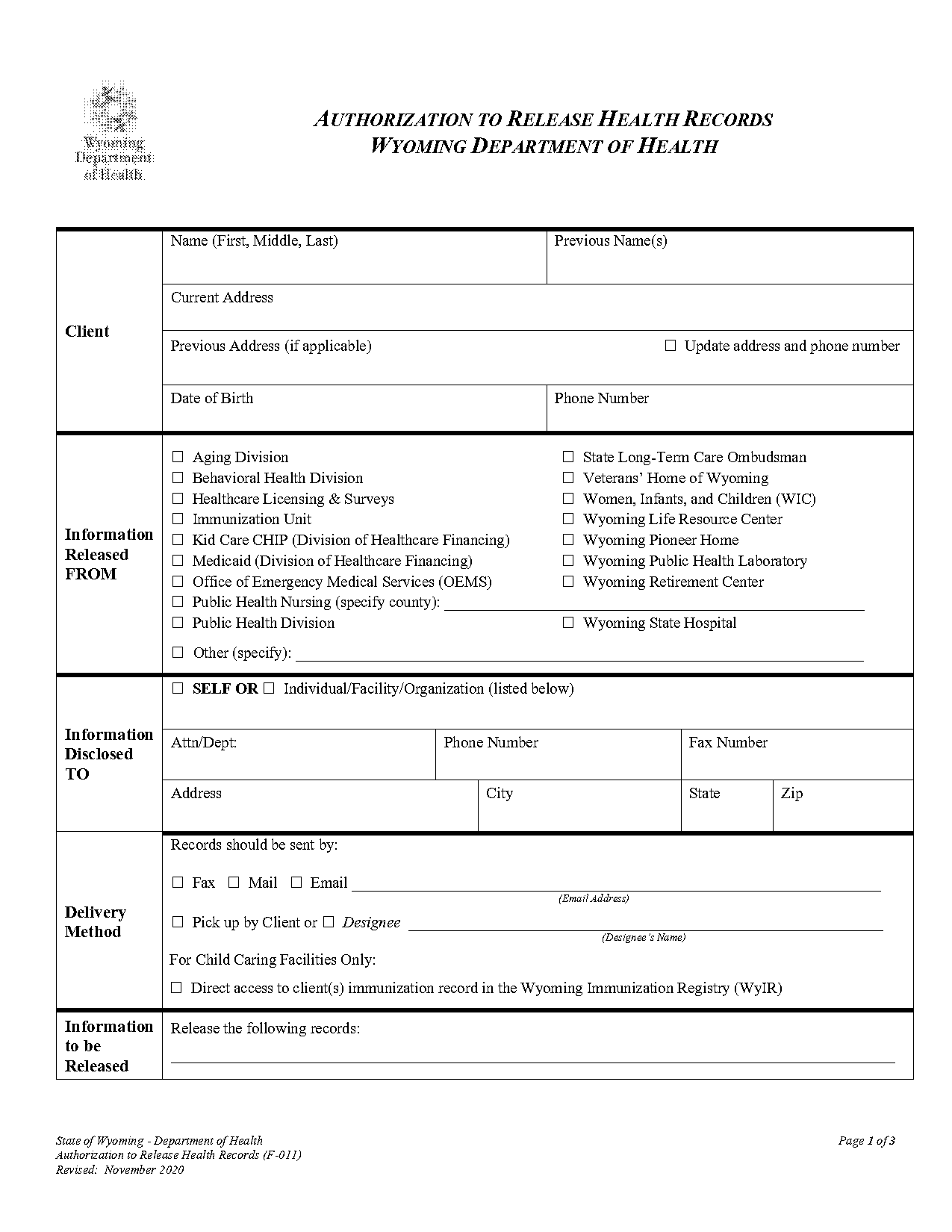 health records request form