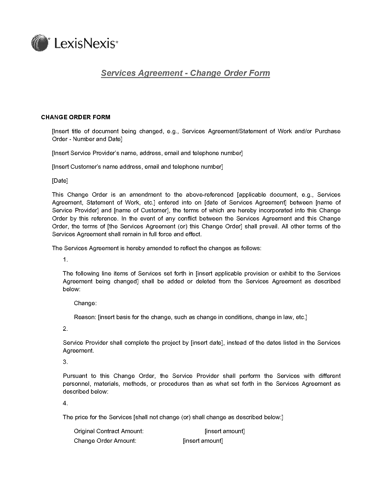 contractor change order form template