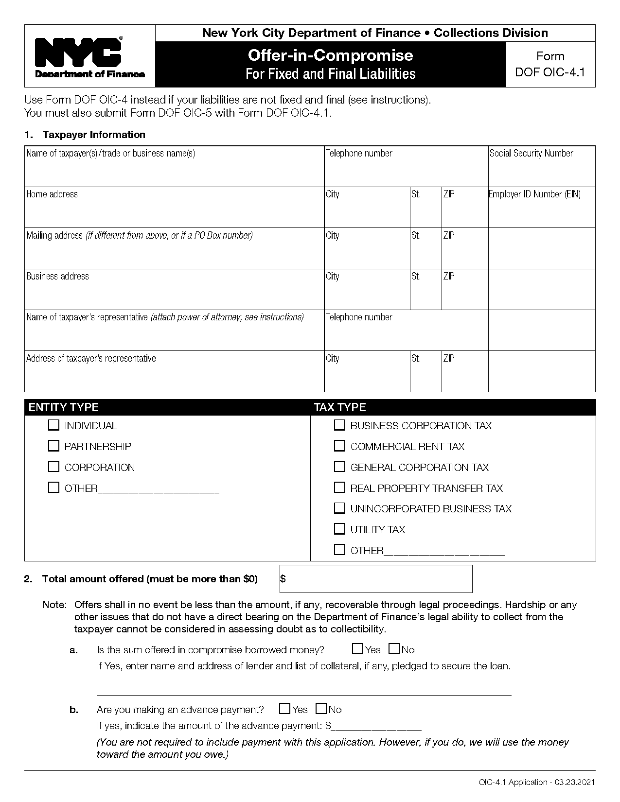 state of ny offer in compromise