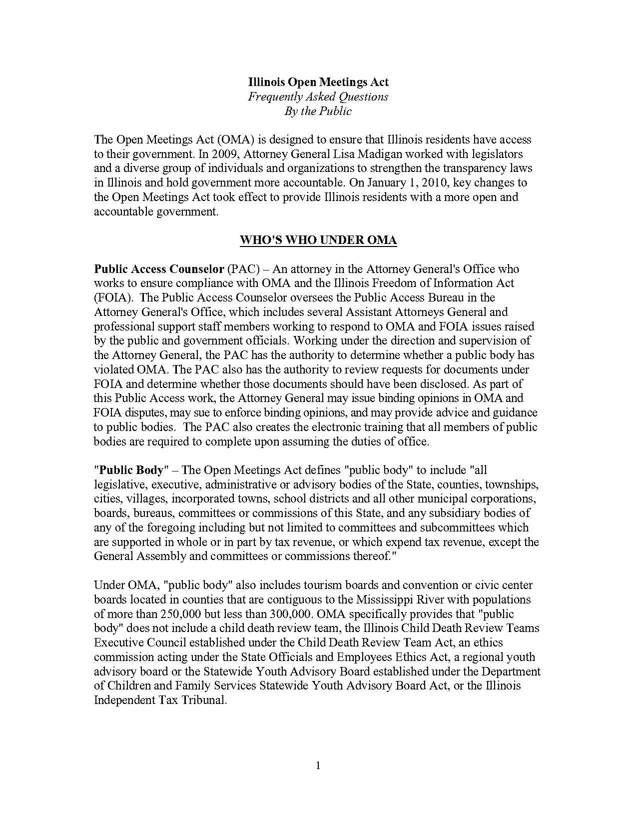 illinois open meetings act restricting number of speakers