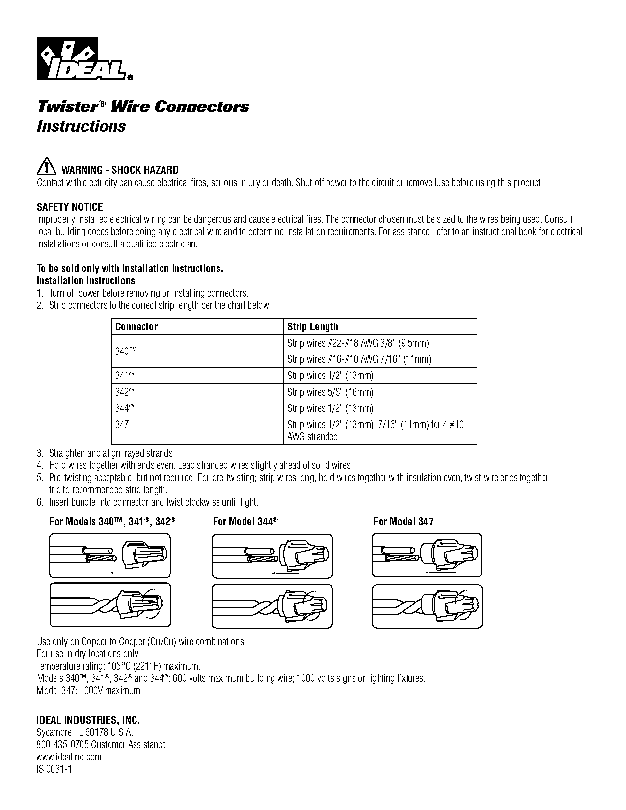 ideal wire nut installation instructions