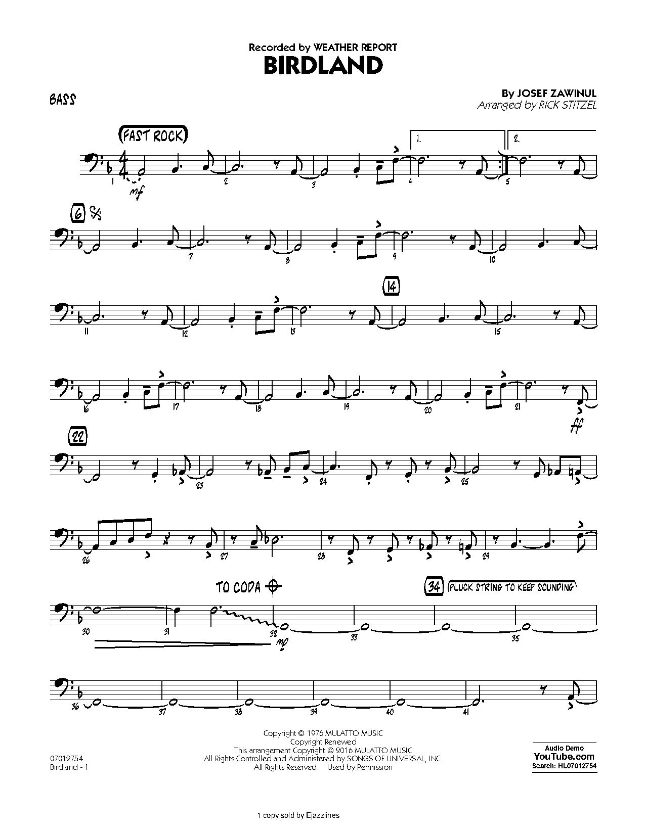 birdland weather report sheet music pdf