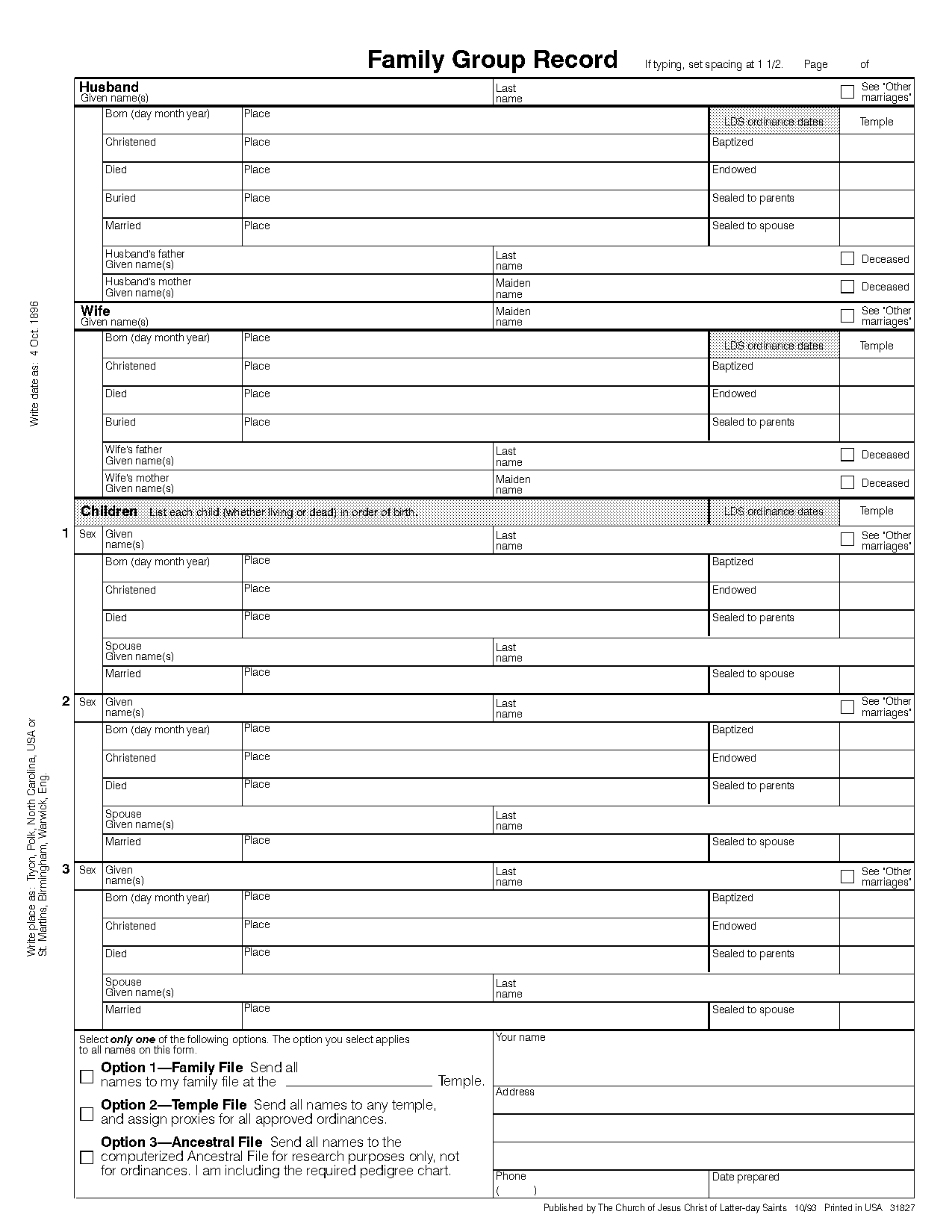 blank family group sheet forms