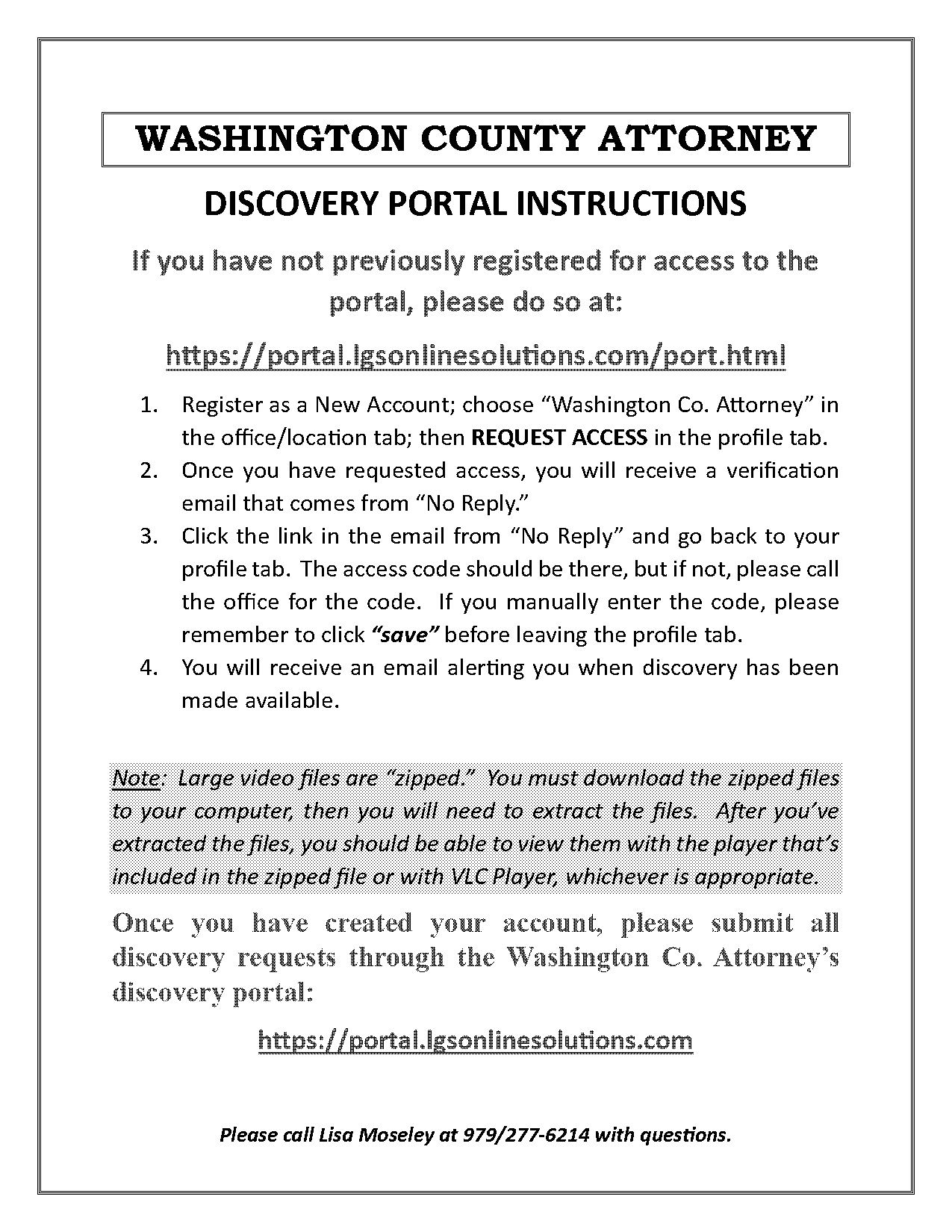 washington county discovery request