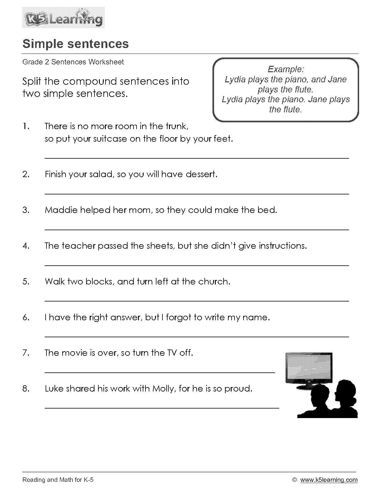 simple sentences worksheet pdf