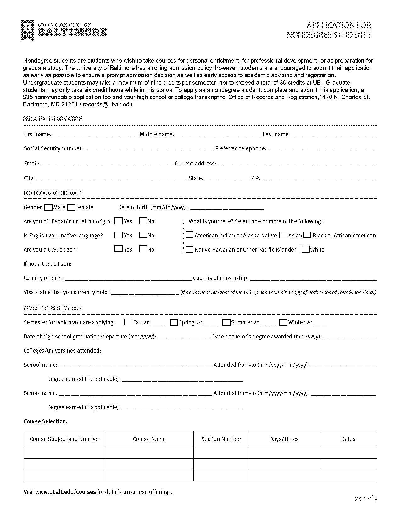 university of baltimore graduate school application