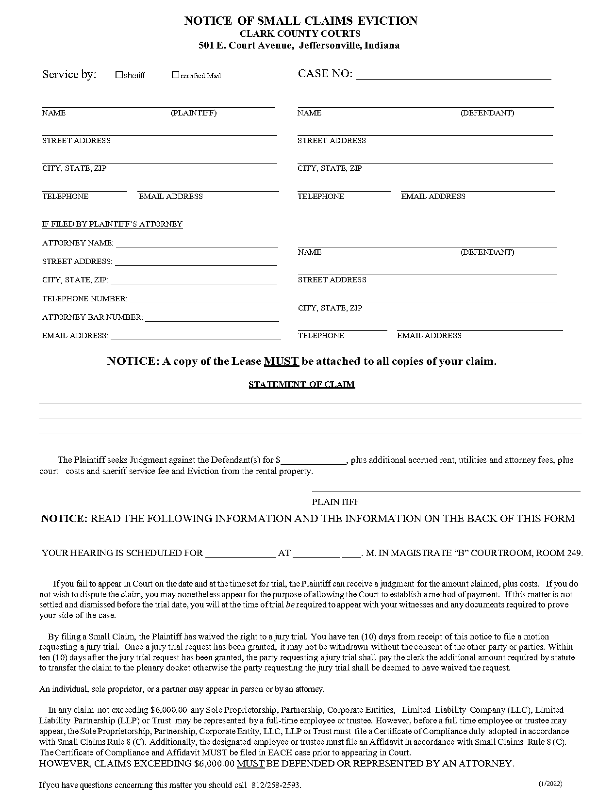 printable eviction notice for indiana