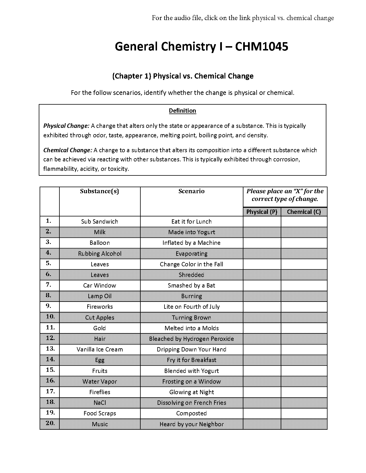 phyisical or chemical property