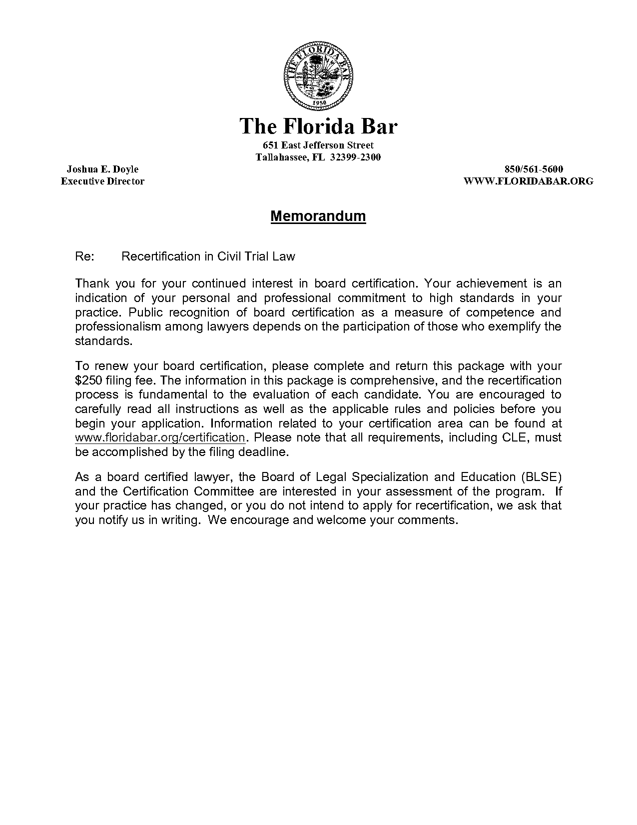 florida board certification civil trial