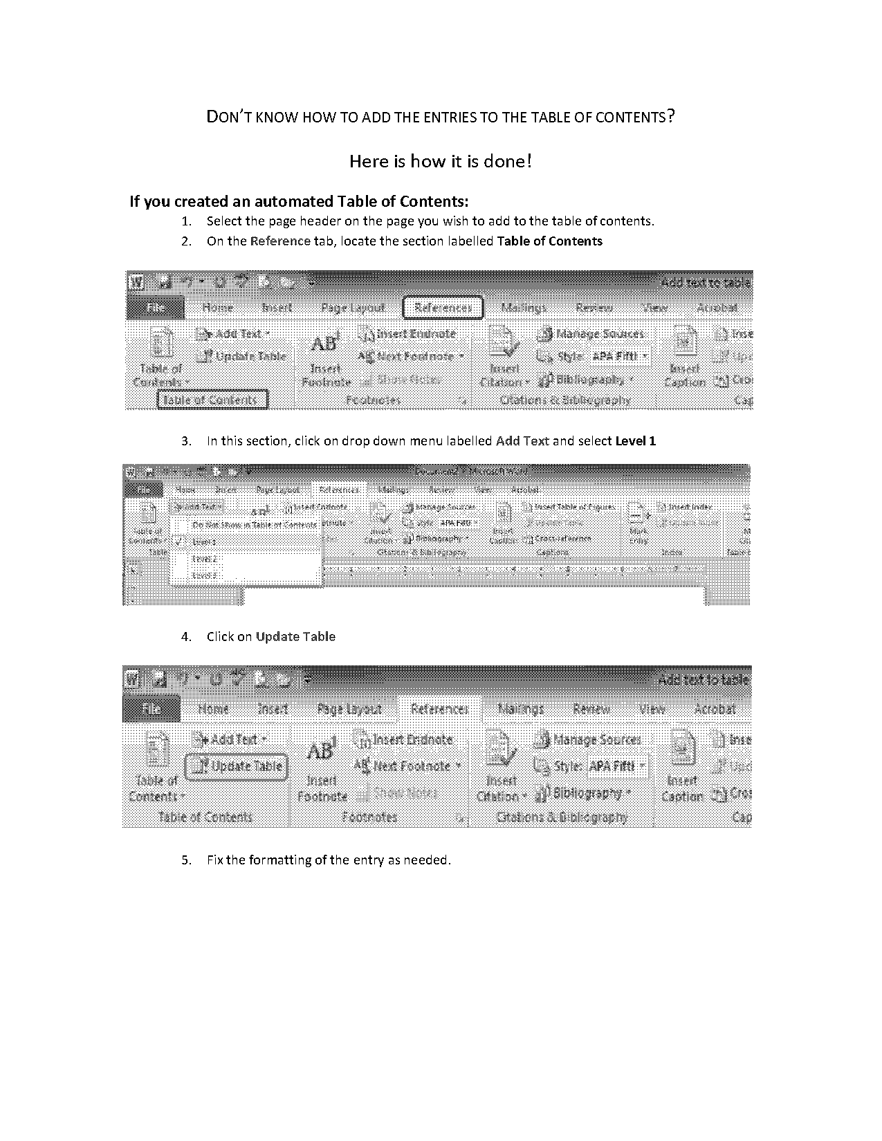 inser index in word table of contents