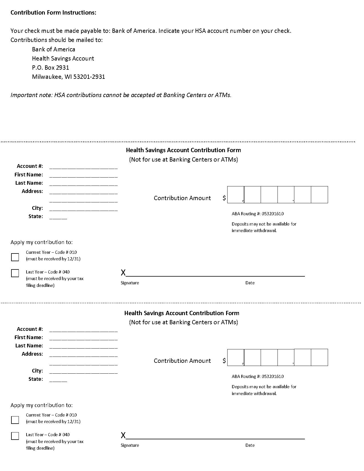 bank of america hsa distribution form