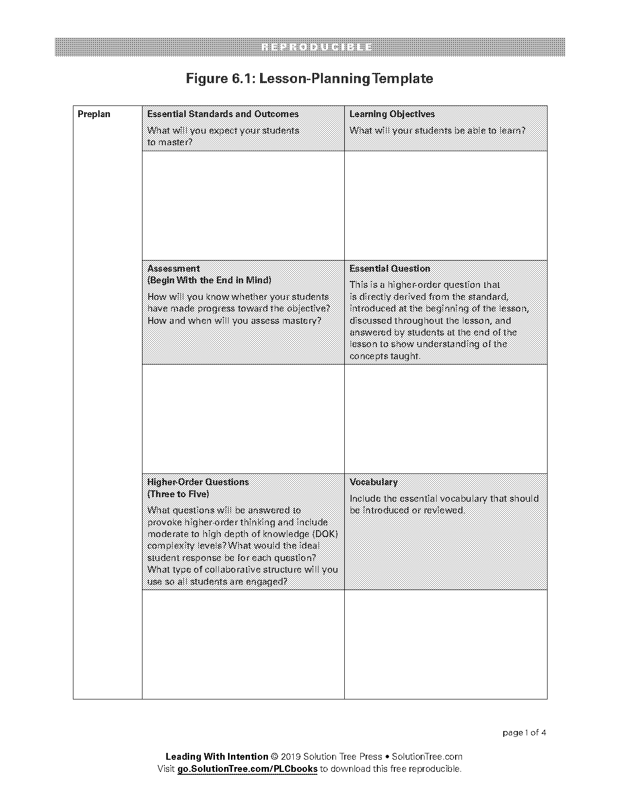 free unit planning template