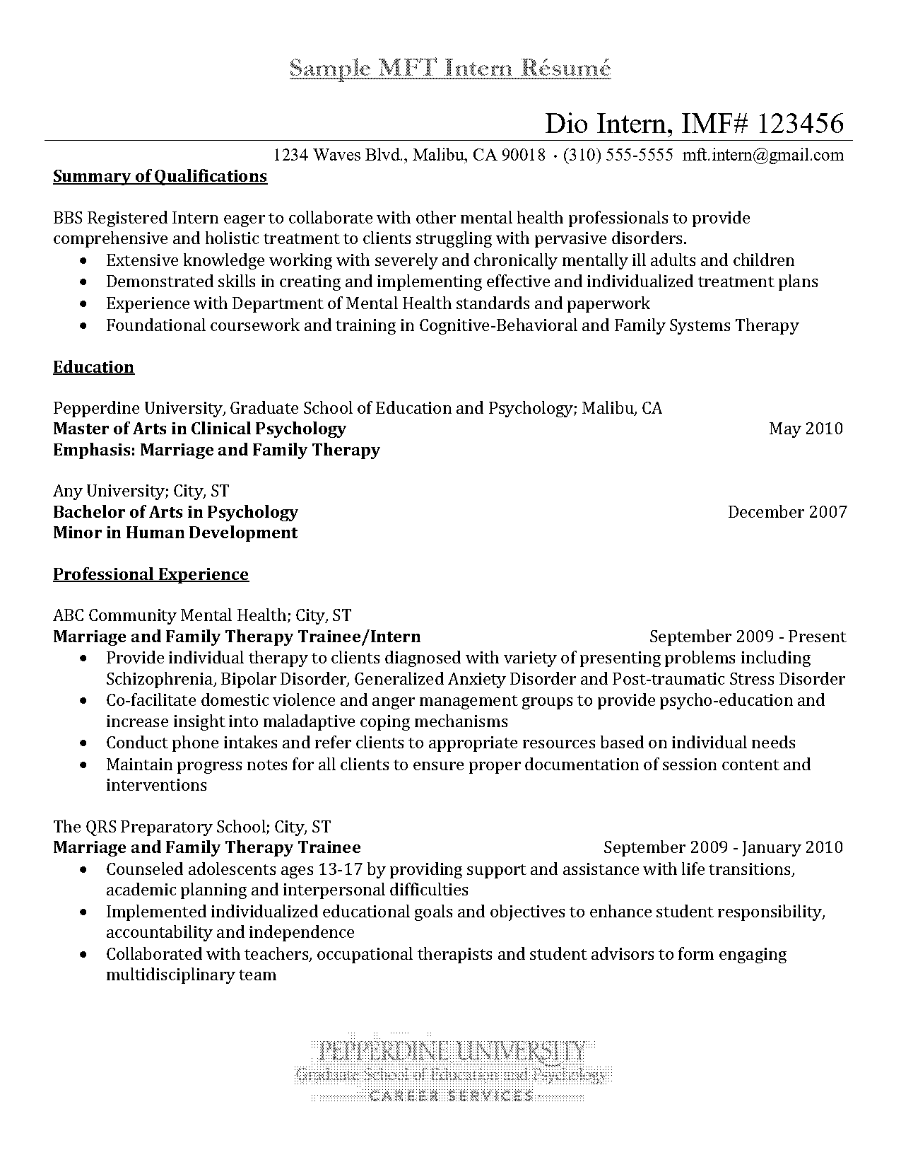 internship in it support resume sample