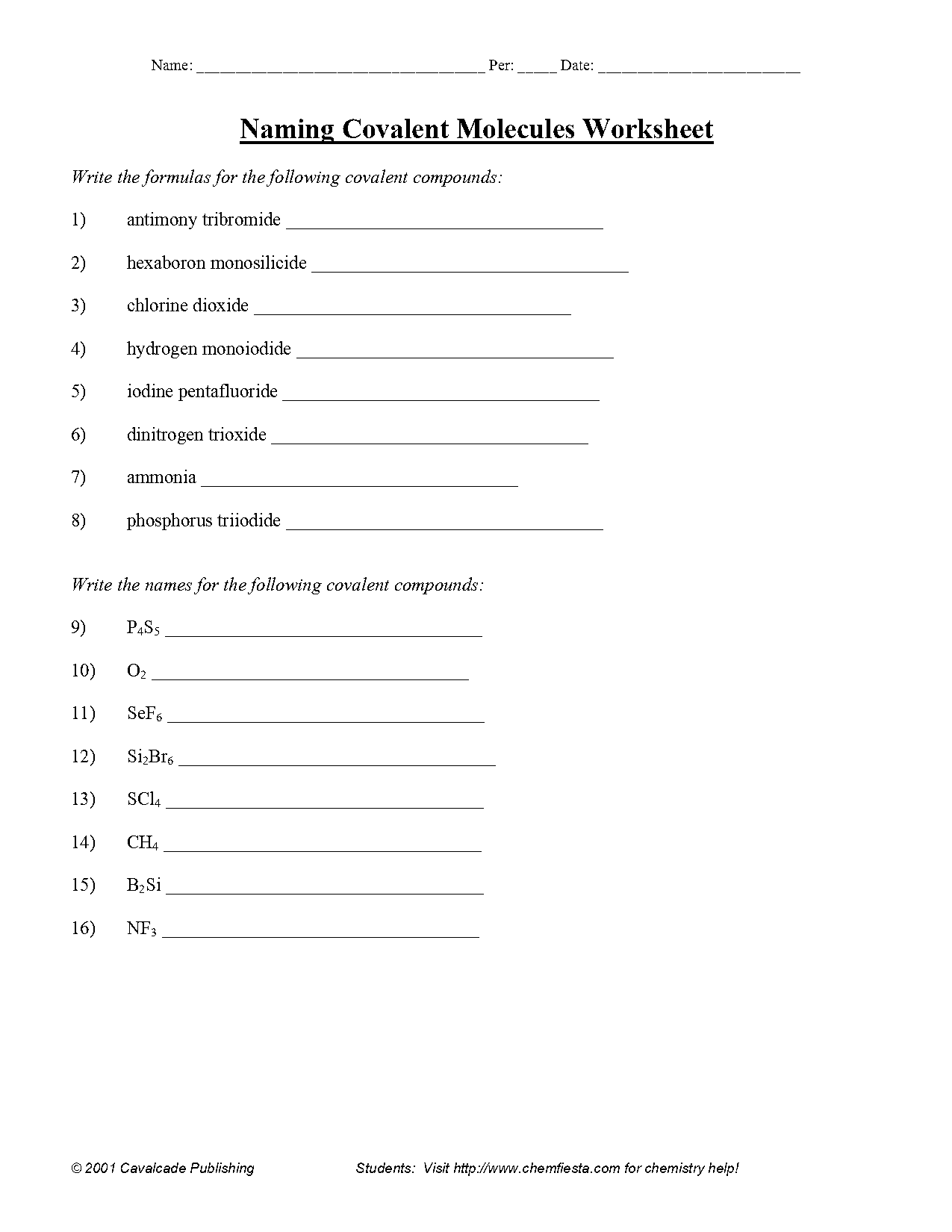 writing chemical formulas and naming compounds worksheet answers