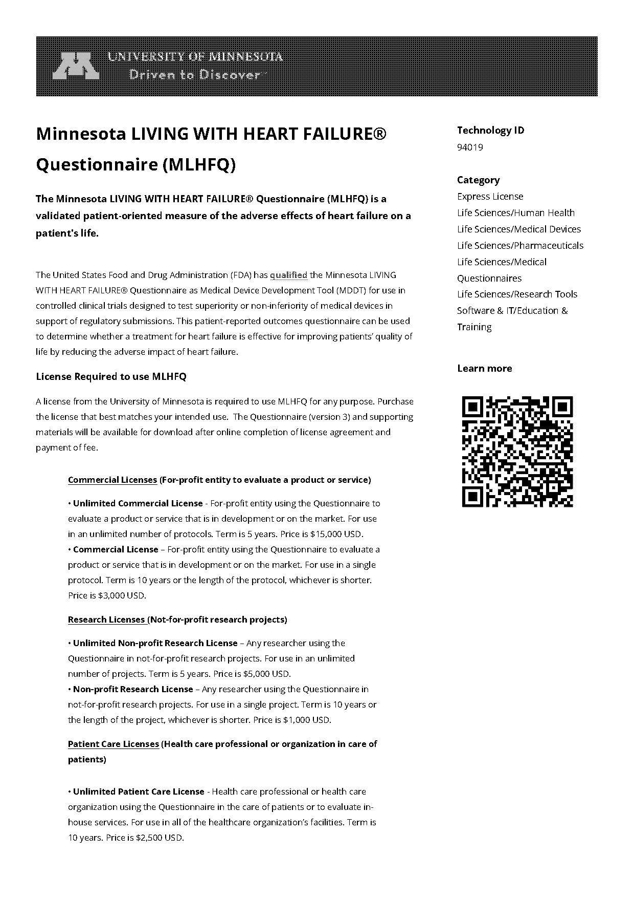 minnesota living with heart failure questionnaire online