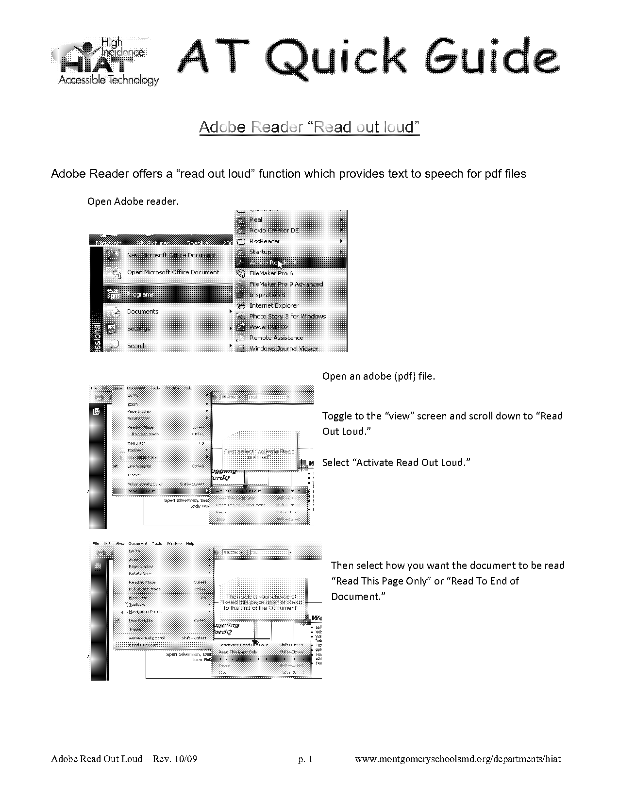 how to get a document to read out loud