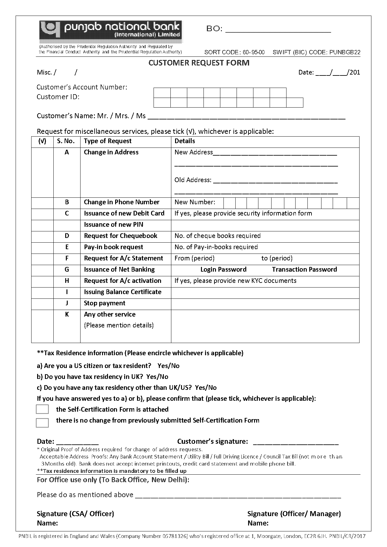 pnb bank statement request letter format