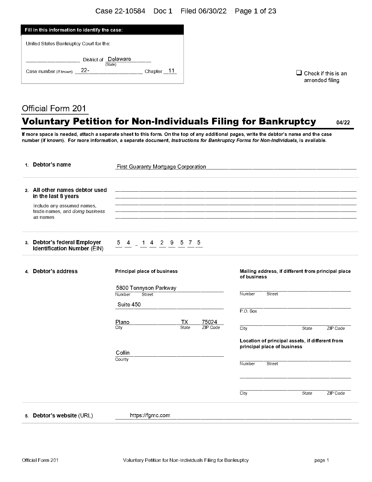 how many lawsuits were filed against first guaranty mortgage corporation