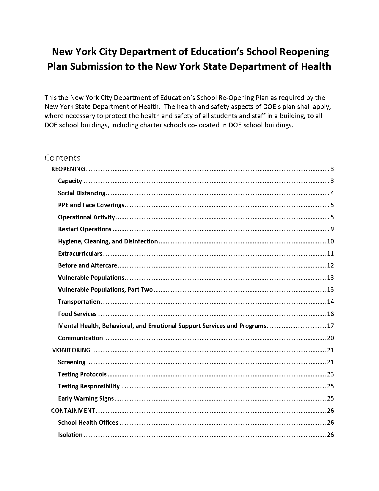 nyc health screening questionnaire doe