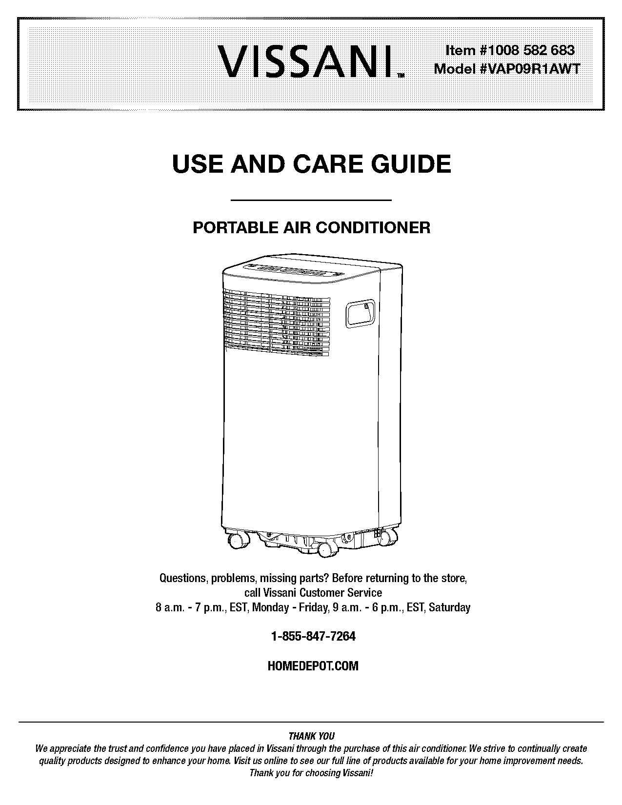 home depot return policy on portable ac