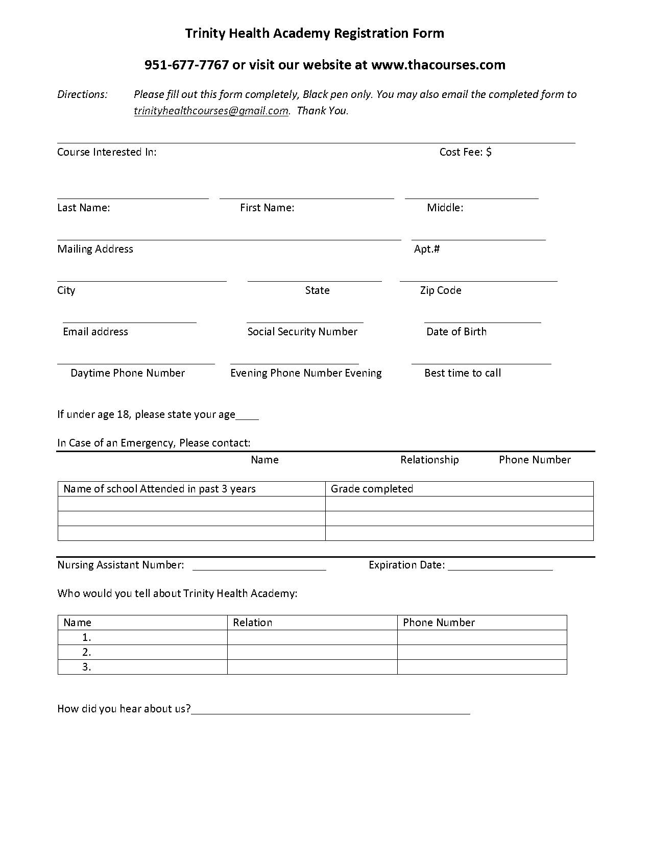 cna school registration template