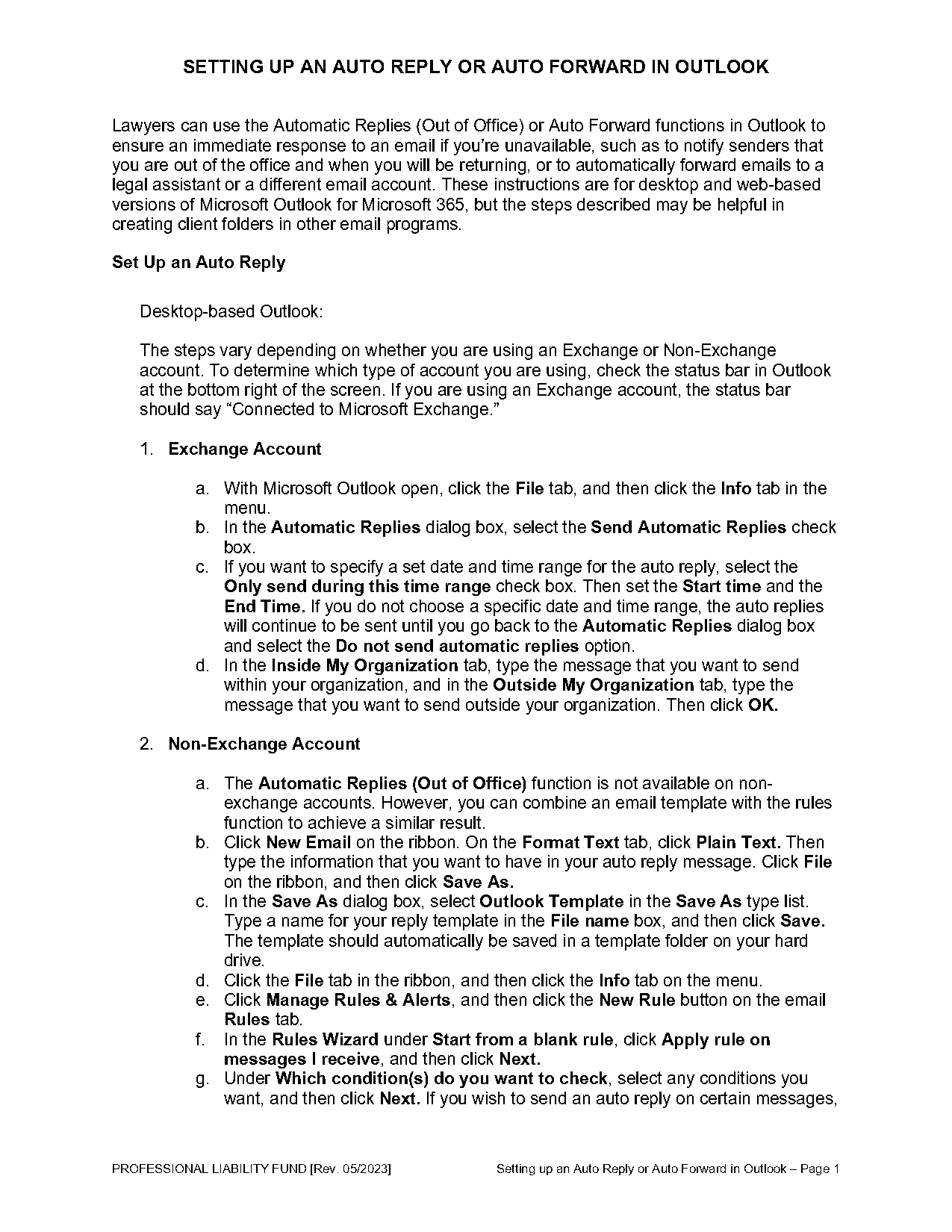 outlook out of office notification setup