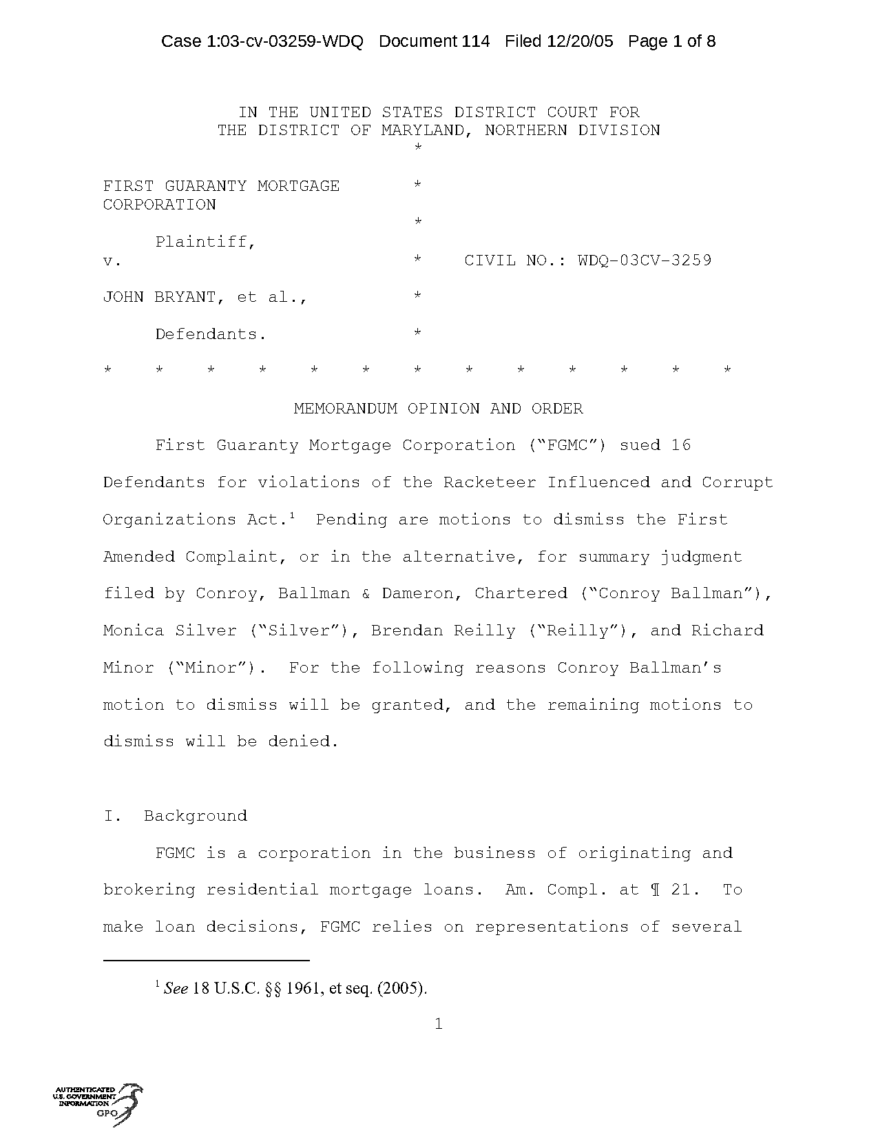 how many lawsuits were filed against first guaranty mortgage corporation