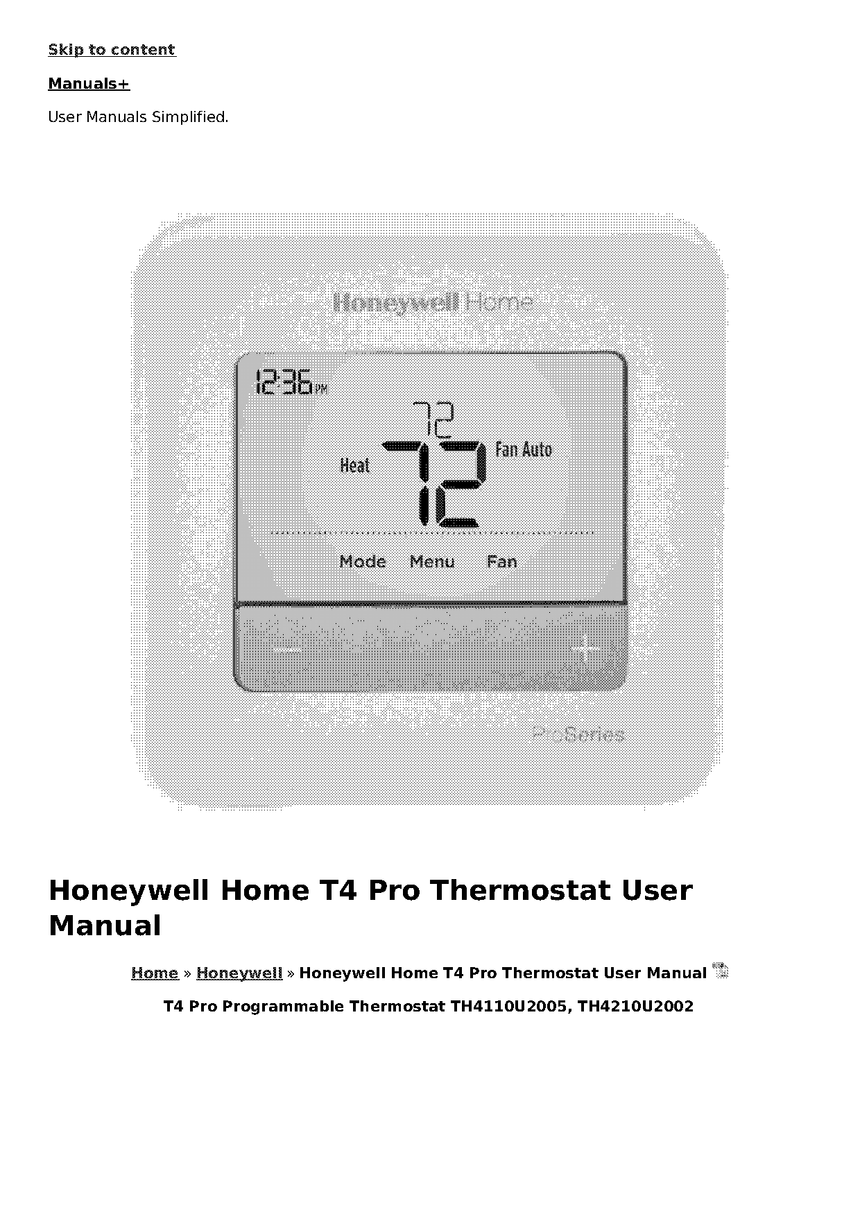 honeywell wireless thermostat instruction manual