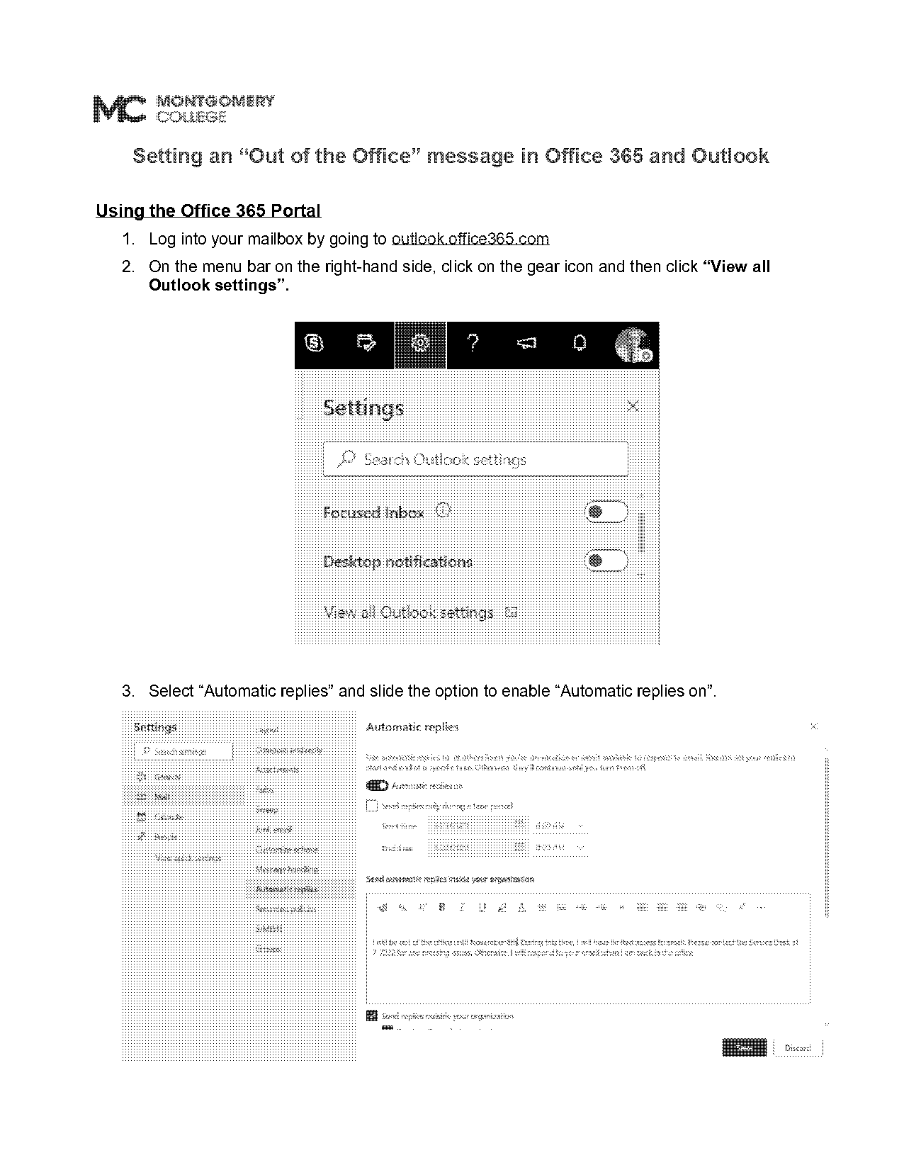 outlook out of office notification setup