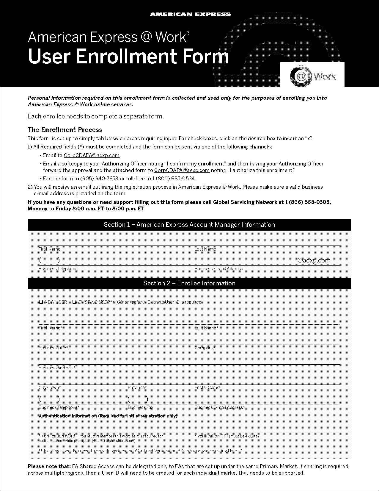 express online registration form