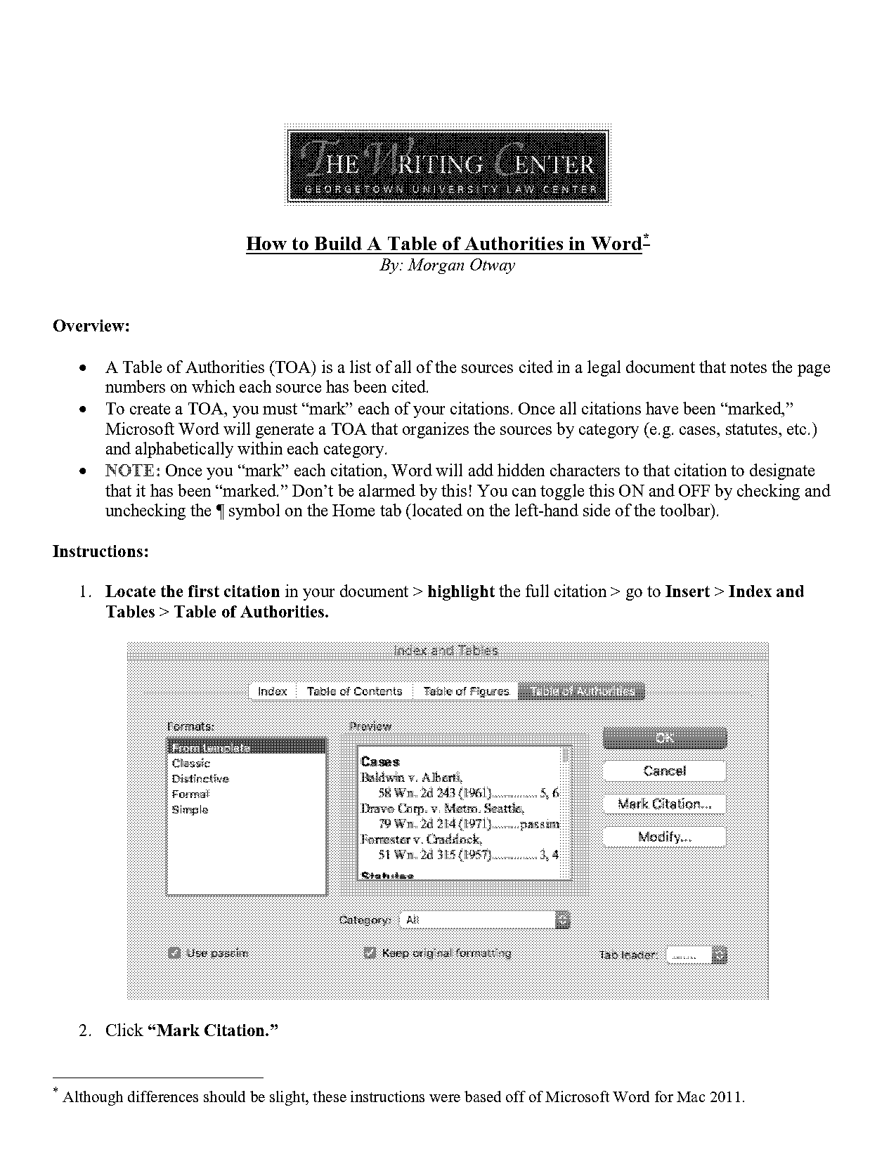 inser index in word table of contents